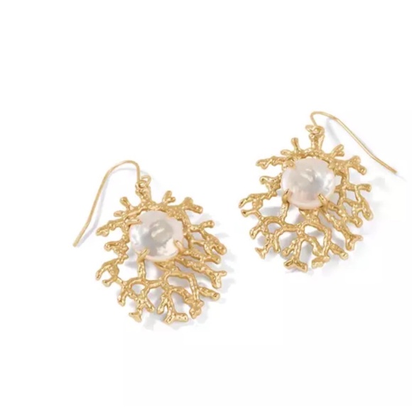 Spartina 449 Jewelry - NWT Spartina 449 18K Gold Plated Pearl Coral Treasure Drop Earrings
